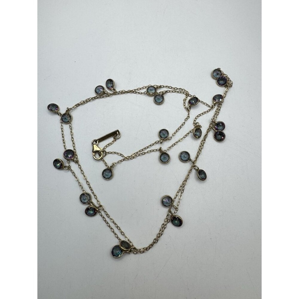 London Manori AB Cristal Chain Necklace Gold Tone Sterling Silver 925 Pretty